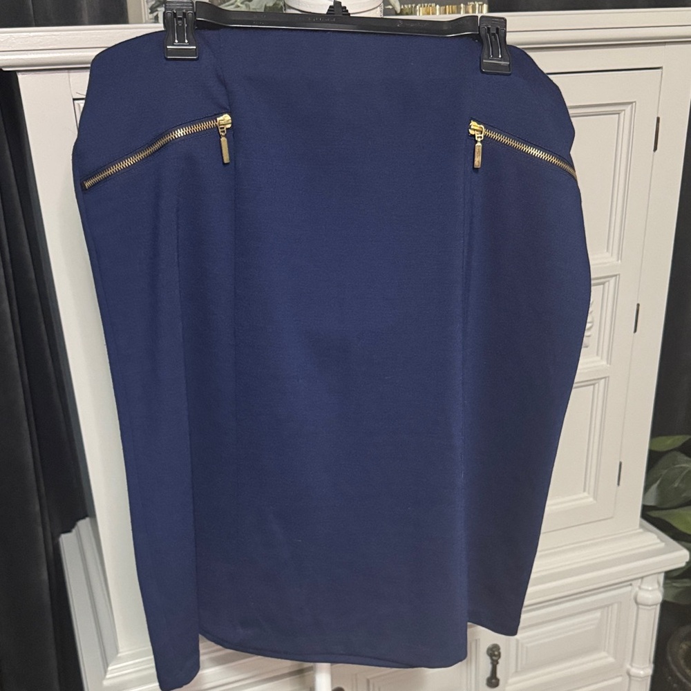 Navy Blue Skirt with Gold Accents by George Size 1X/ 16W